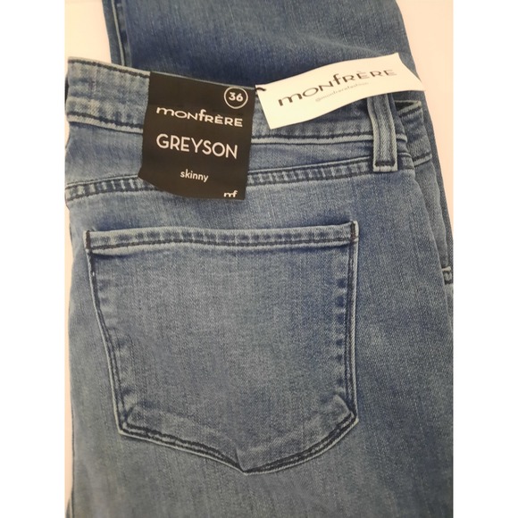 Monfrere Greyson Florence Skinny 36 35 Medium Wash Denim Blue Jeans New Stretch